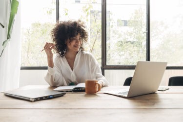 Woman working at laptop